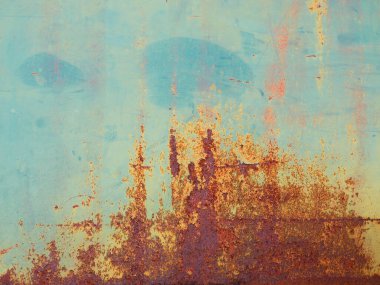 Eski paslanmış metal desenli duvar arka planı. Metal pasları