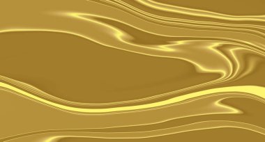 Pürüzsüz hatları ve dalgaları olan altın arkaplan. 3d görüntüleme, 3d illüstrasyon.