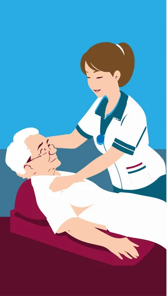 Μια Απεικόνιση Μιας Γυναίκας Φυσιοθεραπευτή Που Κάνει Μασάζ Μια Ηλικιωμένη — Φωτογραφία Αρχείου