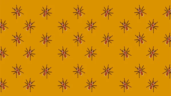Naadloos Patroon Van Spinnen Een Gele Achtergrond Vectorillustratie — Stockfoto