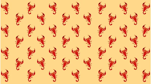 Sarı zemin üzerinde kırmızı akrepler olan kusursuz desen..
