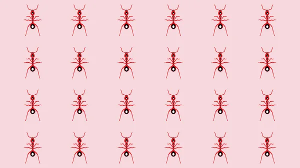 ピンクの背景にアリとシームレスなパターン ベクターイラスト — ストック写真