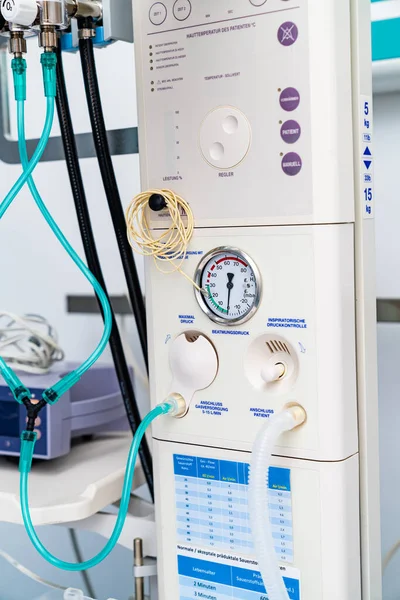 Oxygen hospital equipment. Ventilation mechanical therapy.