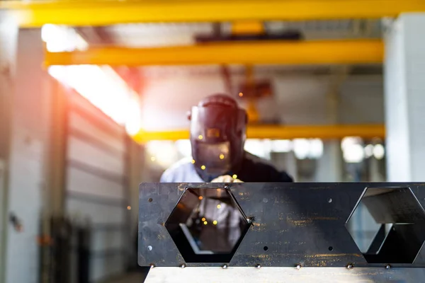 Metal Construction Welding Protective Hat Engineering Welder Working Steel Equipment — Stock Photo, Image