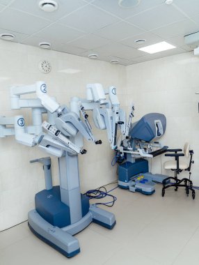Modern Da vinci surgery robot. Medical operation technologies. clipart