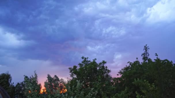 Rayo Con Nubes Dramáticas Vista Nubes Truenos Relámpagos Tormenta — Vídeos de Stock