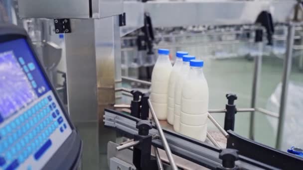 Süt Üretim Hattı Modern Süt Ürünleri Fabrikasında Otomatikleştirilmiş Üretim Hattı — Stok video