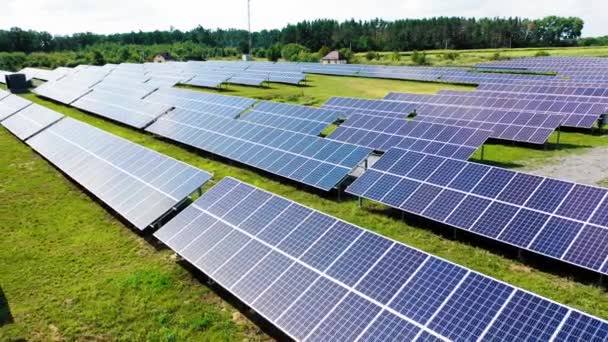 Photovoltaikanlage Feld Luftaufnahme Eines Kraftwerks Zur Erzeugung Sauberer Energie — Stockvideo