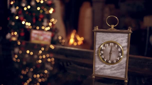 Vista Del Reloj Año Nuevo Reloj Año Nuevo Antes Medianoche — Vídeos de Stock