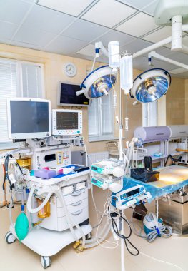 Emergency healthcare treatment. Modern hospital equipment for recovery.