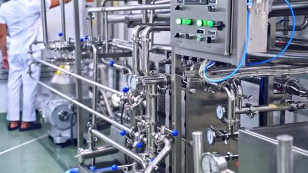 Otomatik Modern Mandıra Fabrikası Süt Fabrikasında Süt Üretimi — Stok video
