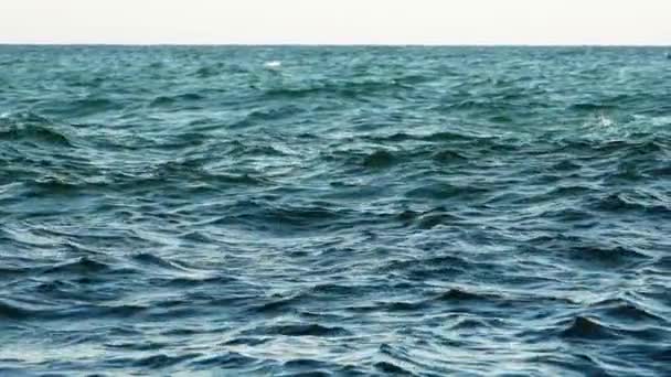 Mavi Deniz Suyu Arka Planı Sakinleştirici Deniz Dalgalarının Görüntüsü — Stok video