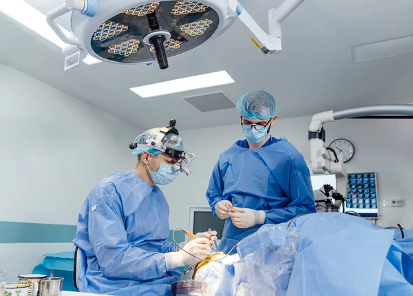 Moderna Squadra Chirurgia Camera Ospedale Specialisti Emergenza Che Lavorano Reparto — Foto Stock