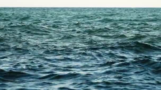 Ozeanwasser Hintergrund Horizont Über Den Meereswellen Natürlicher Hintergrund — Stockvideo