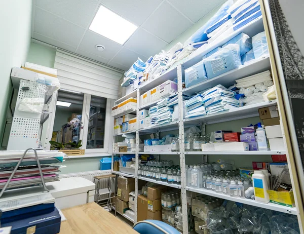 Medical sterile storage room. Laboratory clinic equipment room.