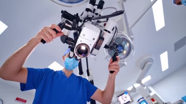Nowoczesny Sprzęt Sali Operacyjnej Chirurg Zespołowy Sali Operacyjnej — Wideo stockowe