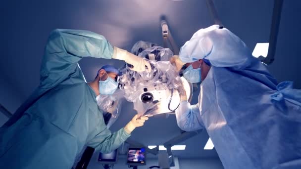 Dispositivos Médicos Para Neurocirurgia Preparação Para Início Operação Neurocirurgia — Vídeo de Stock