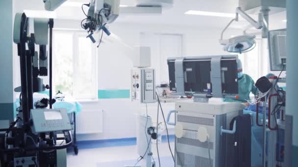 Operationssaal Eines Krankenhauses Geräte Und Medizinische Geräte Hybrid Operationssaal — Stockvideo