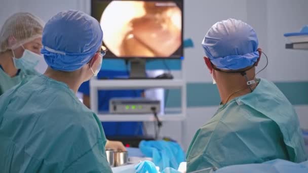 Cirujano Del Equipo Quirófano Moderno Quirófano Hospitalario Con Cirugía Curso — Vídeos de Stock