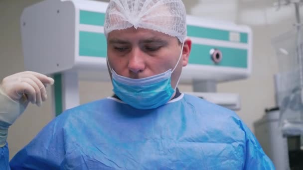 Médicos Durante Proceso Quirúrgico Retrato Del Cirujano Médico Realizar Cirugía — Vídeos de Stock