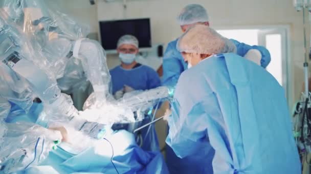 Zdravotnické Robotické Vybavení Minimální Invazivní Robotický Chirurgický Systém Nemocnici — Stock video