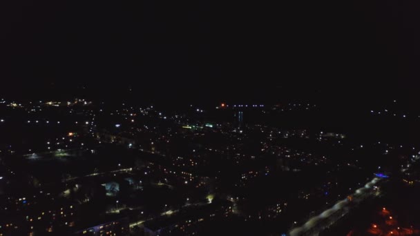 Вид Нічний Пейзаж Вид Повітря Нічне Місто Нічним Небом — стокове відео