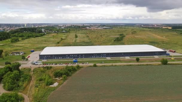 Luchtfoto Panorama Van Een Moderne Plant Buiten Een Groot Commercieel — Stockvideo