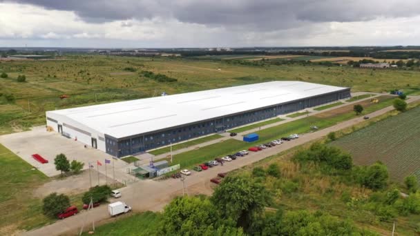 Das Äußere Der Neu Gebauten Fabrik Blick Aus Der Luft — Stockvideo