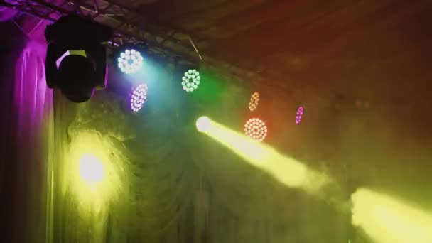 Espectáculo Luz Disco Luces Color Escenario Con Láser Sistema Iluminación — Vídeos de Stock