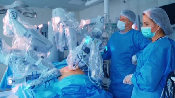Chirurgický Systém Vinci Nové Technologie Chirurgii Minimálně Invazivní Robotická Operace — Stock video