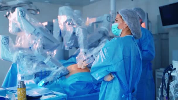 Vinci Surgery Robotic Surgery Medical Operation Involving Robot — 비디오