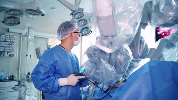 Sistema Quirúrgico Moderno Robot Médico Cirujano Equipo Quirófano — Vídeos de Stock