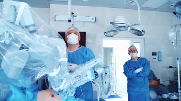 Cirugía Vinci Cirugía Robótica Operación Médica Con Robot — Vídeo de stock