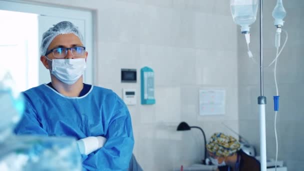 Chirurgo Squadra Lavoro Sala Operatoria Attrezzature Moderne Sala Operatoria — Video Stock