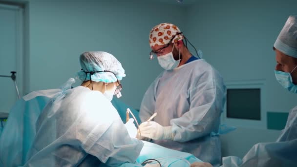 Médicos Profissionais Cirurgia Plástica Sala Cirurgia Abdominoplastia Abdômen Correcção Corporal — Vídeo de Stock