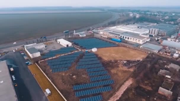 Pole Solárních Panelů Pohled Shora Slunné Baterie Venkově Koncept Obnovitelné — Stock video