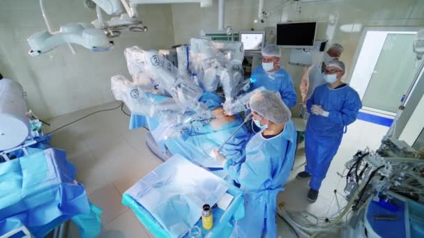 Cirugía Alta Tecnología Con Equipo Robótico Equipo Médico Realizando Una — Vídeos de Stock