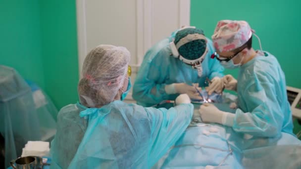 Teamarbeit Der Chirurgen Auf Der Intensivstation Ärzte Und Assistenten Uniform — Stockvideo
