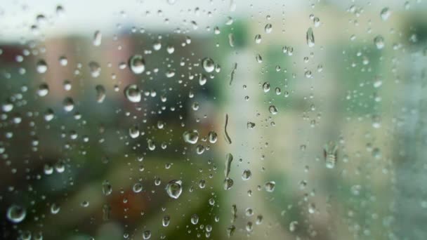 Camdaki Dokusu Pencere Camına Yağmur Damlaları Yağmurlu Bir Arka Plan — Stok video