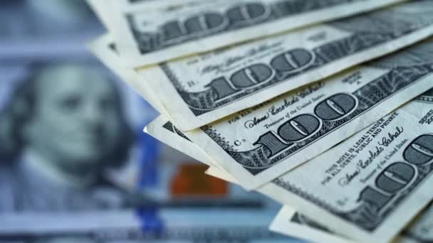 Uang Tunai Amerika Seratus Dolar Tagihan Bergerak Dalam Lingkaran Cara — Stok Video