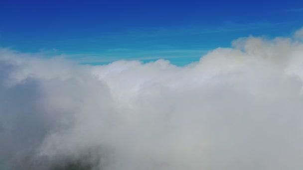 美しい空の景色を眺める 柔らかい白い雲が青空を飛んでいる ふわふわした雲の中の青空の高さ — ストック動画