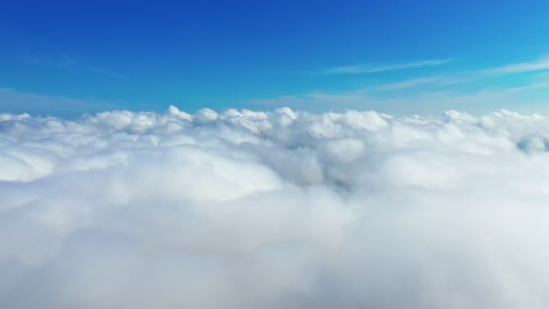 空中に美しい白い雲がある 柔らかい雲の背景を持つ青空のパノラマビュー すばらしい雲景 エアリアルビュー — ストック動画