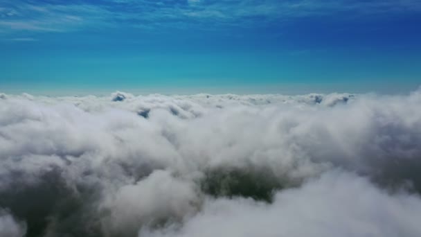 雲の自然な眺めについて 空に浮かぶ白い雲 純粋な日の光の中で澄んだ青空にゆっくりと動く驚くほど柔らかい雲 — ストック動画