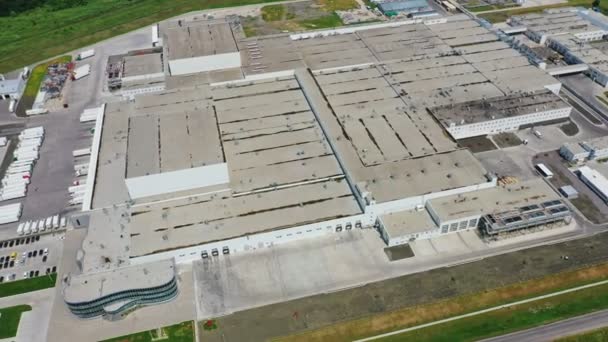 Planta Industrial Campo Verde Fabricação Moderna Com Estacionamento Grande Território — Vídeo de Stock