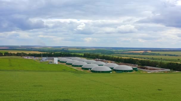 Pequena Quinta Biogás Campo Planta Agricultura Moderna Para Produção Biomassa — Vídeo de Stock