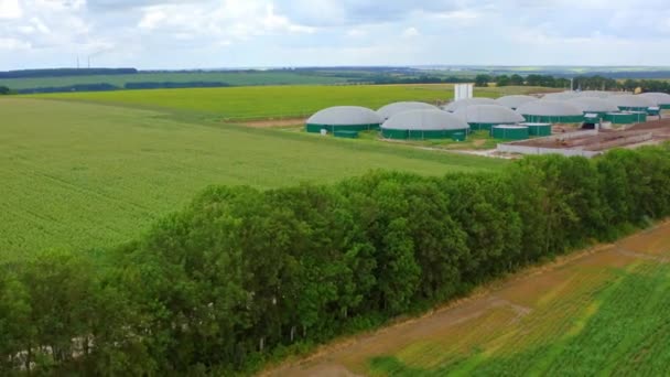 Impianto Biogas Complesso Agricolo Serra Moderna Fattoria Con Serbatoi Stoccaggio — Video Stock