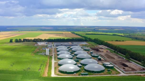Fattoria Biogas Campi Verdi Energie Rinnovabili Biomassa Moderno Impianto Agricolo — Video Stock