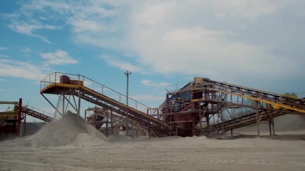 Industrial Factory Gravel Production Metal Construction Working Stone Rocks Elements — Stock Video