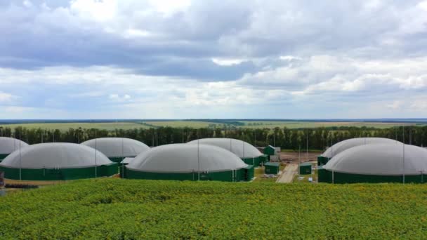 Complexo Biogás Com Tanques Armazenamento Grandes Reservatórios Para Produção Gás — Vídeo de Stock
