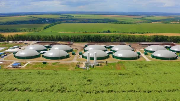 Biogás Terreno Tanques Armazenamento Para Produção Biomassa Belo Fundo Natureza — Vídeo de Stock